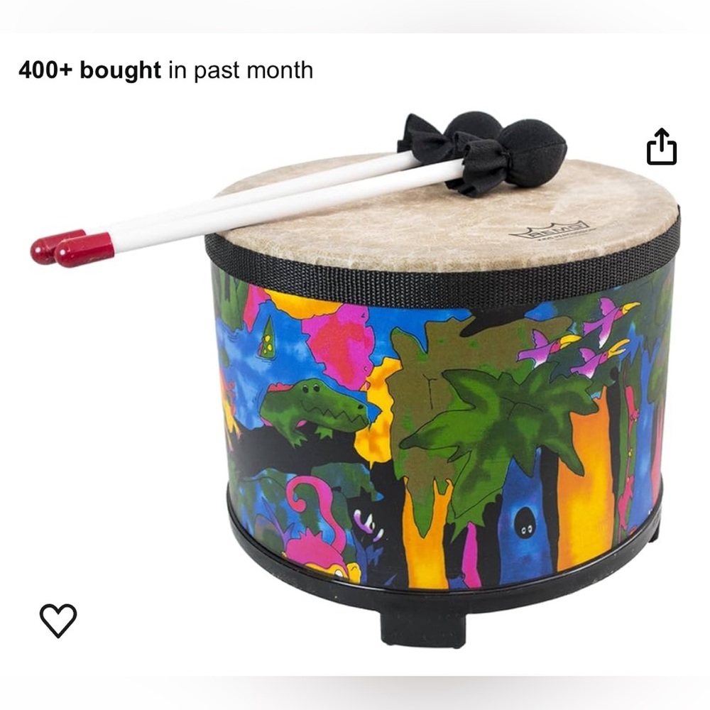 Kids Colorful Jungle Hand Drum with Black Mallets - Kids Toys Learning Toys